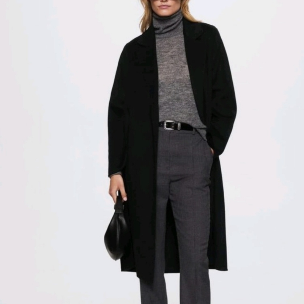 Anne Klein Petite 2P Black Cashmere Blend Peacoat – Classic Long Winter Coat